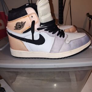 Jordan Women's Black, White, and Peach Sneakers